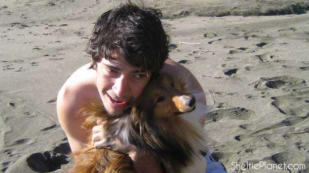 Piper gets a hug for his Sheltie smile! Shetland Sheepdog Smile