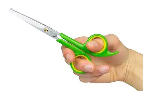 Pet scissors often have rounded tips for safety Pet scissors often have rounded tips for safety